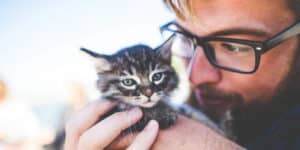 man with kitten