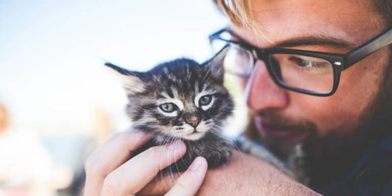 man with kitten