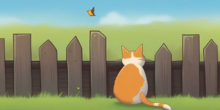 A cat observes a butterfly.