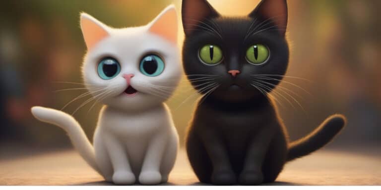 Two black and white cats sitting next to each other.