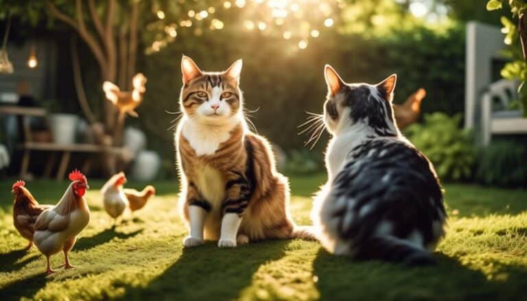 cats and chickens coexisting