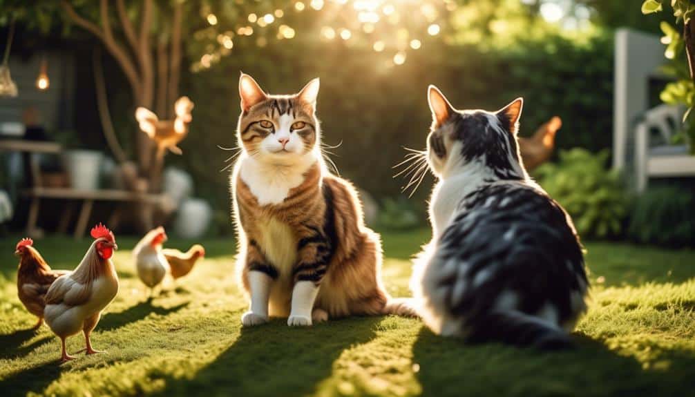 cats and chickens coexisting
