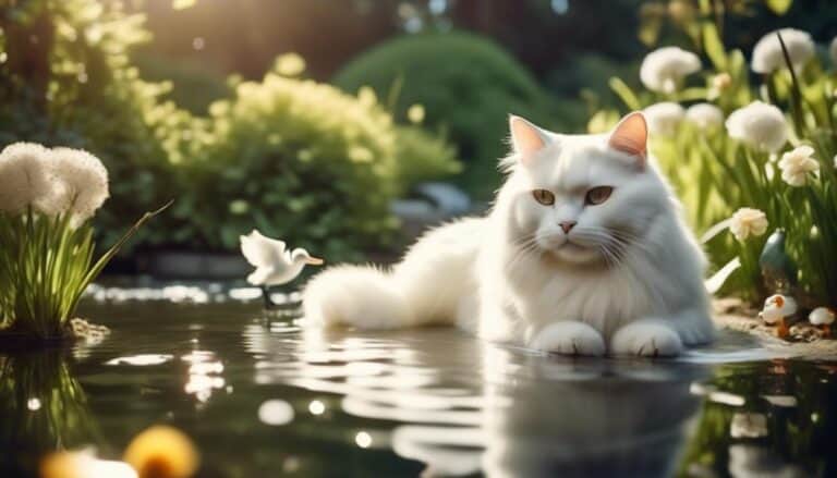 cats and ducks peacefully coexist