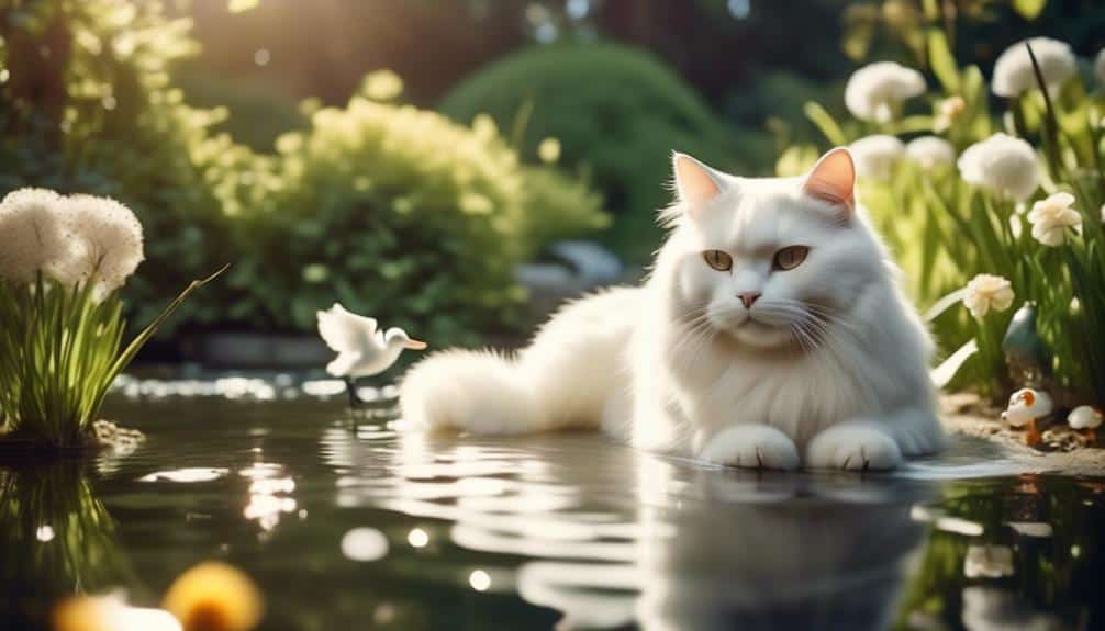 cats and ducks peacefully coexist