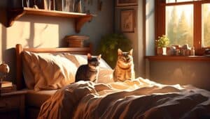 cats cozy under covers