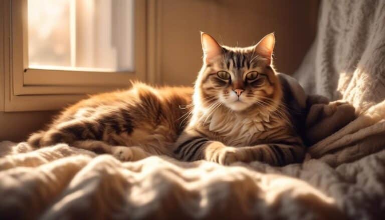 cats sleeping between legs