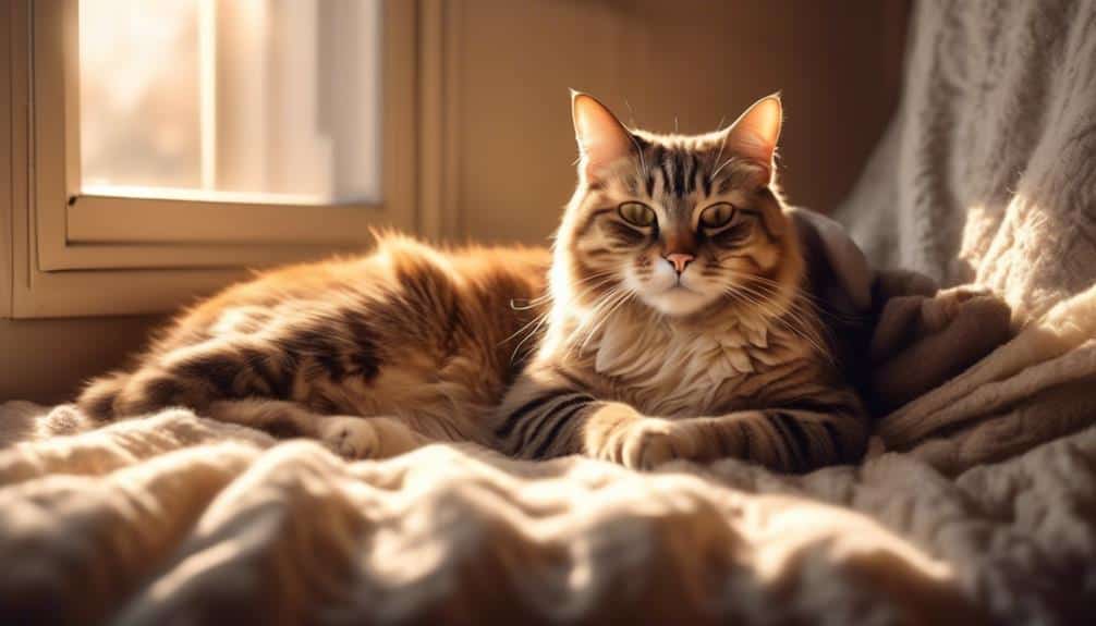 cats sleeping between legs