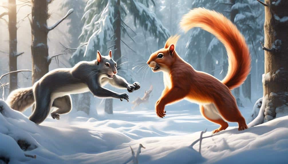 cats stalking squirrels outdoors