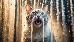 curious cats and shower curtains