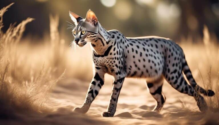 enigmatic silver savannah cat