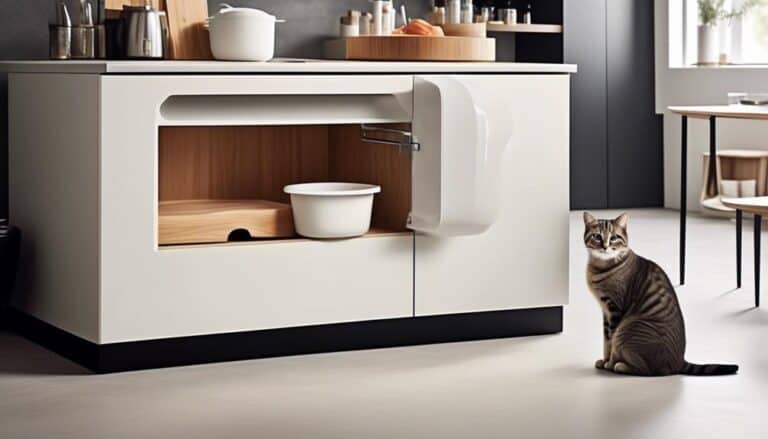 litter box in kitchen