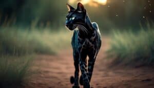 mysterious black savannah feline