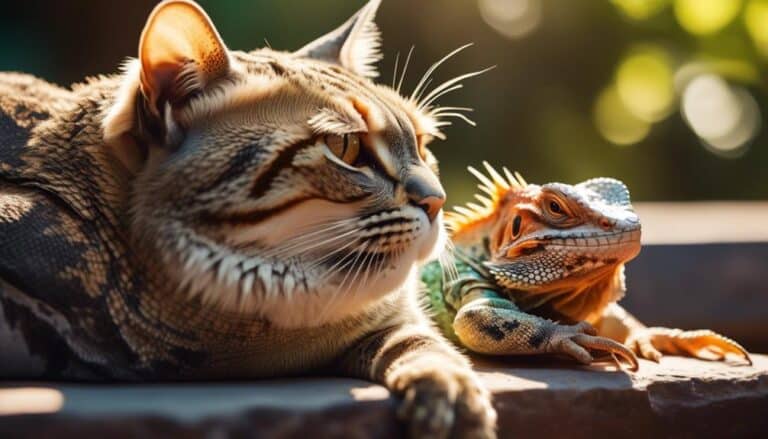 unlikely bond between cats and bearded dragons