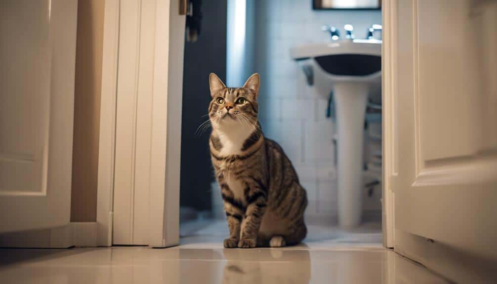 feline guardians in bathroom