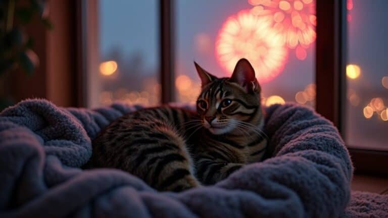 calm cats during fireworks