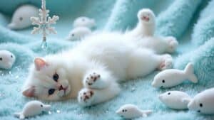 polar bear cat play