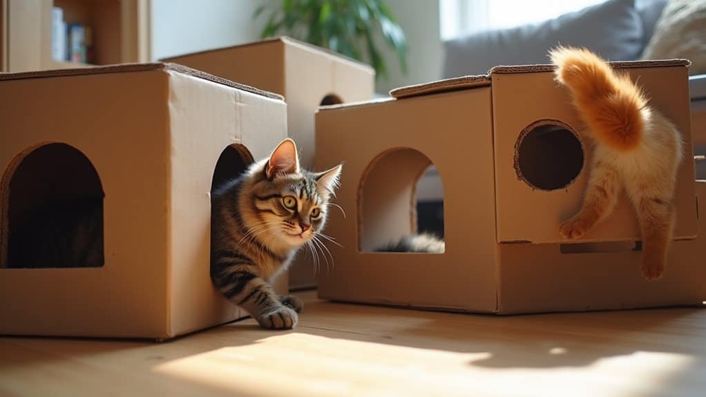 cardboard cat maze creation