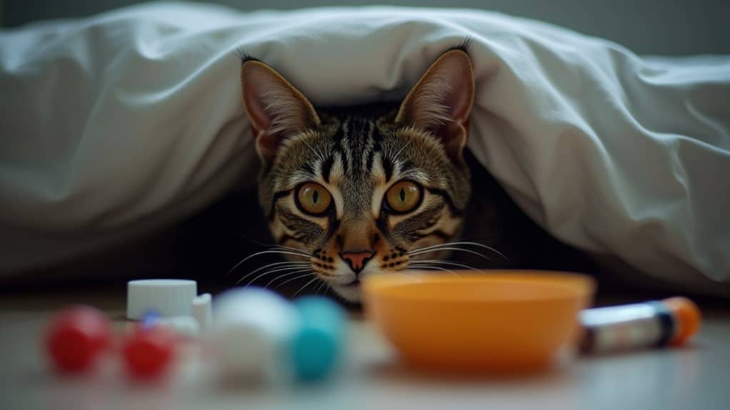 cat hiding indicates illness