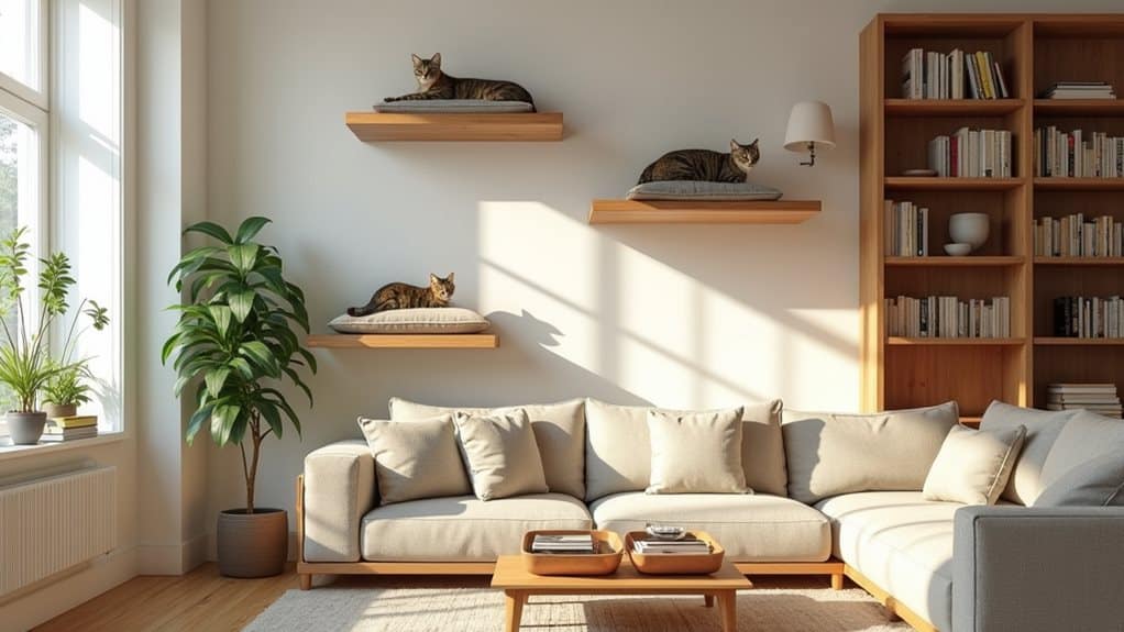 stylish cat shelves integration